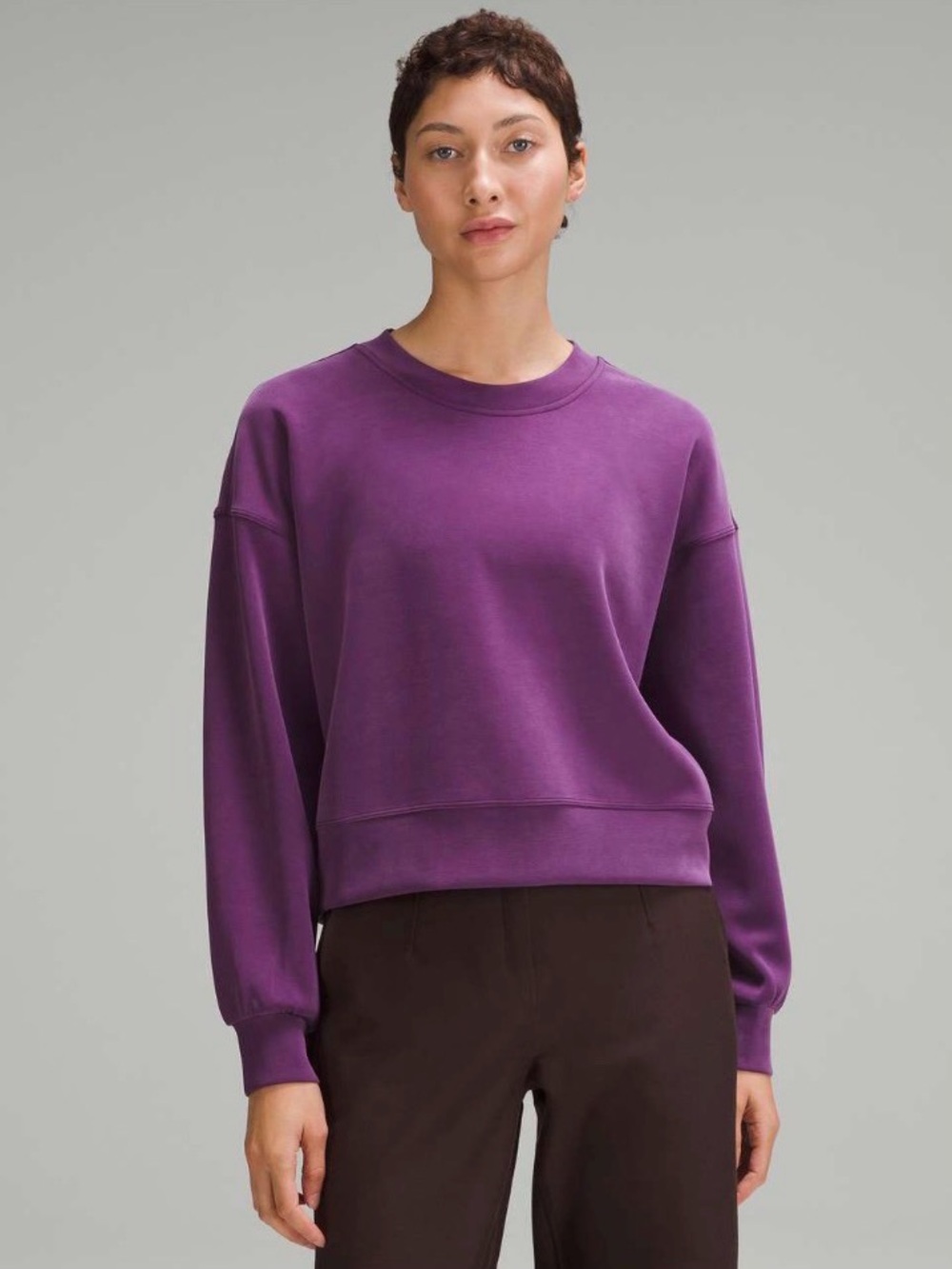 RARE Lululemon Softstreme Perfectly Oversized Cropped Crew Dramatic Magenta